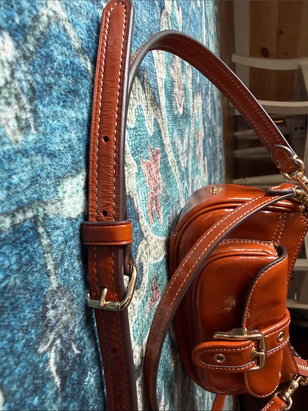 Women's coach cinnamon Leather Crossbody Bag with Front Buckle Pocket - Picture 13 of 16
